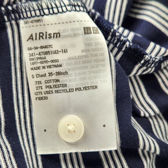 Roger Federer JW Andersson x Uniqlo Airism Polo Shirt Mens S Blue Striped Golf - Picture 4 of 7